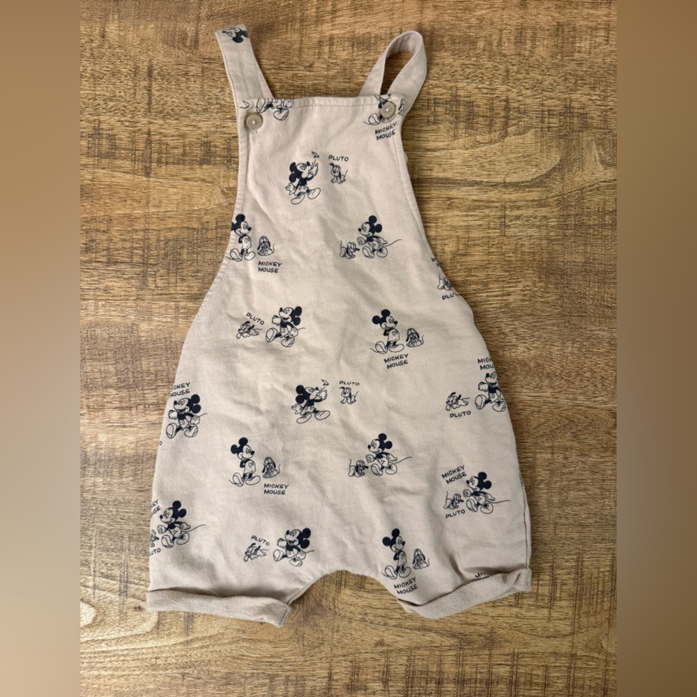 H&M Vintage Disney Beige Mickey Mouse Kids Overalls-Size 3T